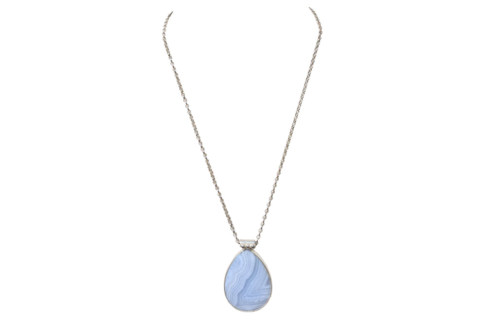 Banded and Blue Lace Agate Necklace – Eskra Essential